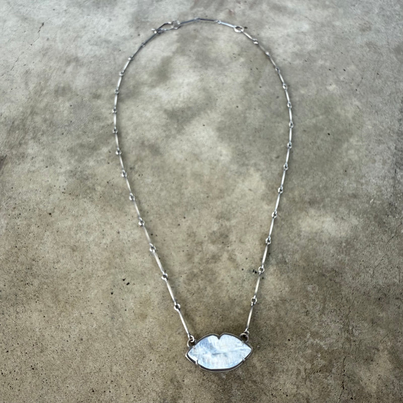 rainbow moonstone lips necklace