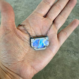 rainbow moonstone geometric necklace