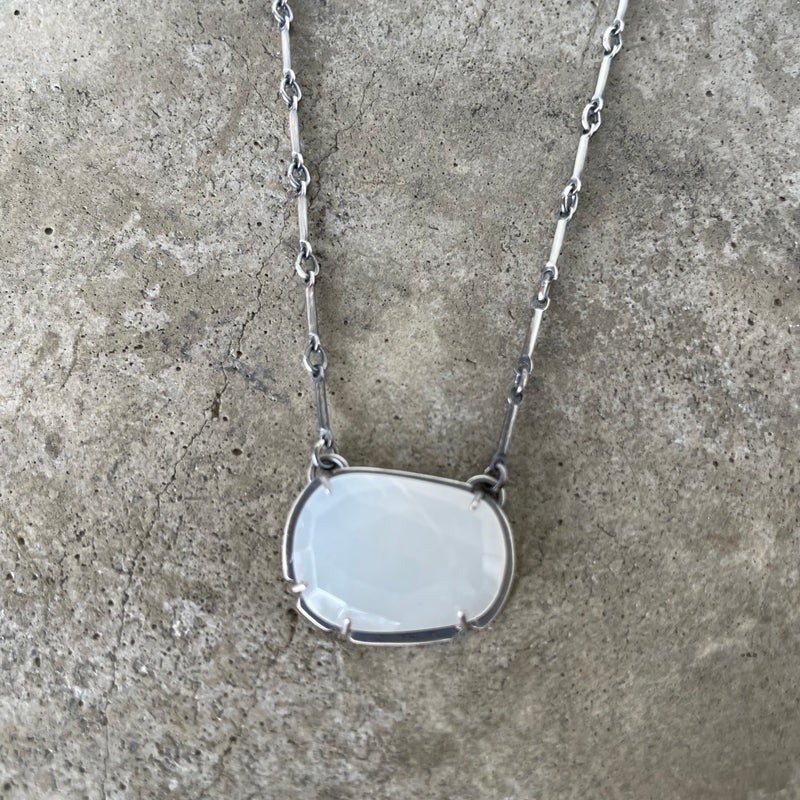 white moonstone freeform necklace