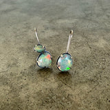 rounded asymmetrical welo opal drop earrings