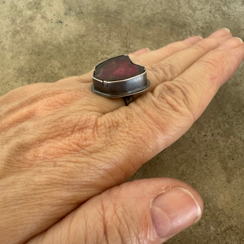 tourmaline heart slice ring