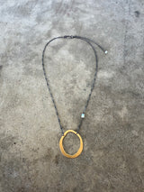 thin rough cut necklace with opal