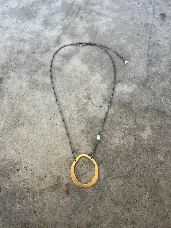 thin rough cut necklace with opal