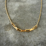 box chain layering necklace-gold
