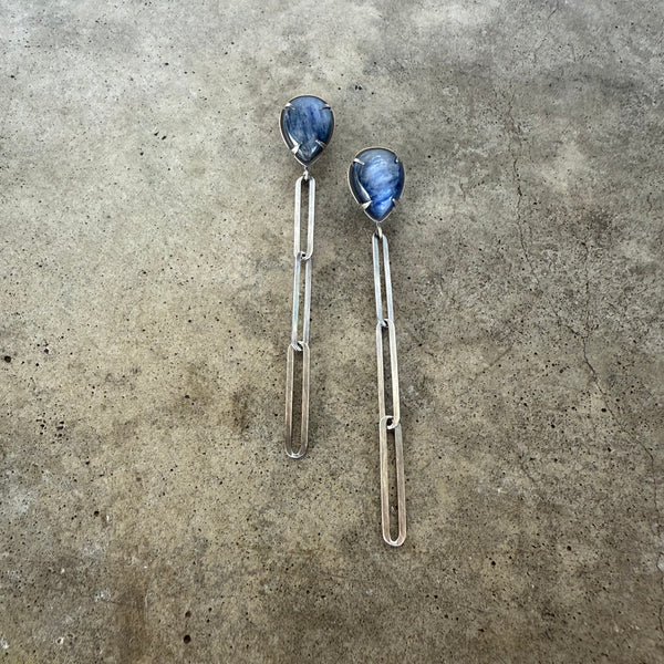 kyanite long chain earrings