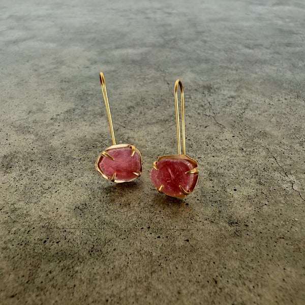 pink tourmaline freeform earrings