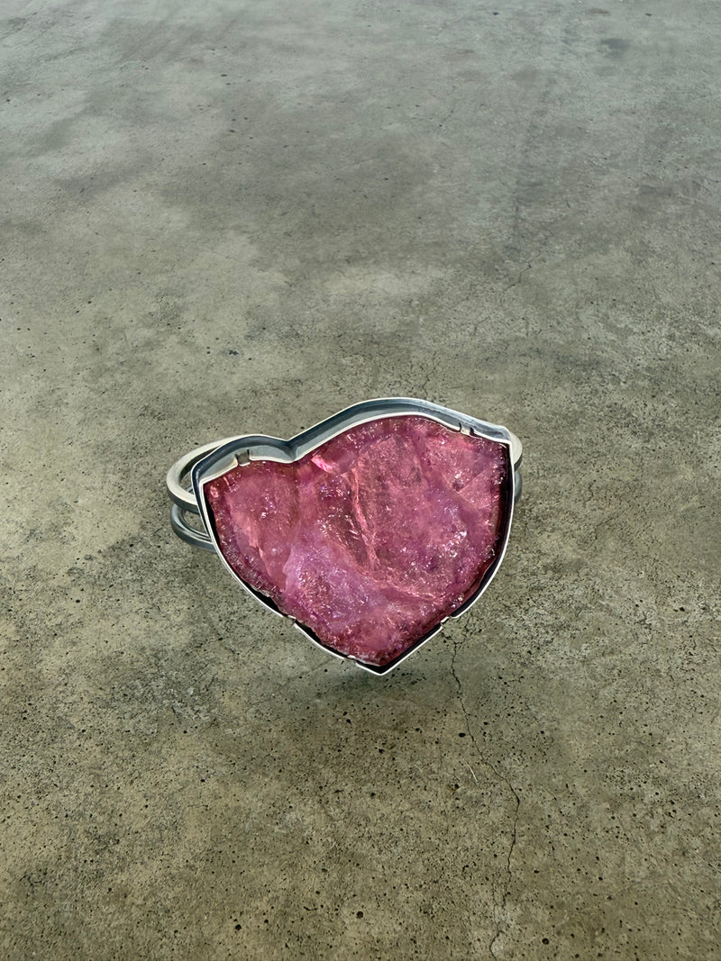 pink tourmaline slice cuff bracelet