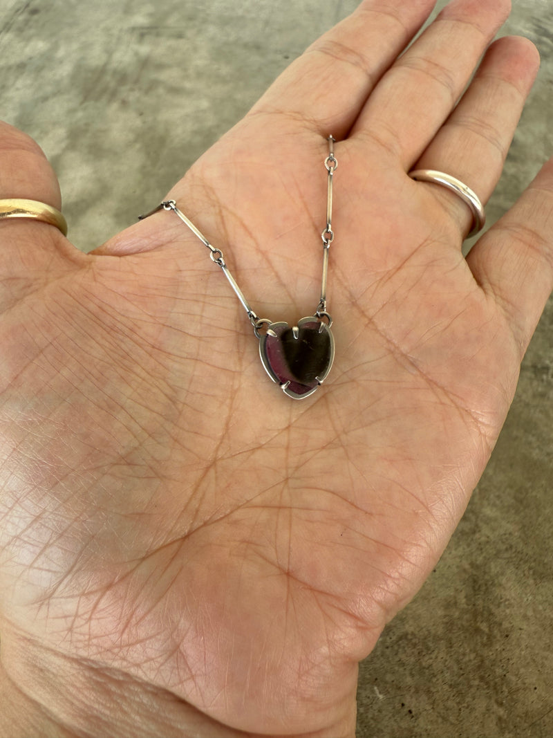 small watermelon tourmaline heart necklace