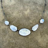 5 piece rainbow moonstone 2 tone necklace - Lisa Crowder Studio
