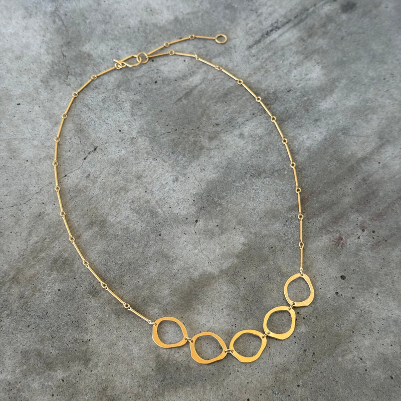small 5 rough cut two tone necklace-vermeil