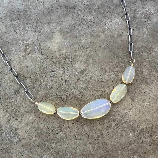 welo opal 5 stone necklace