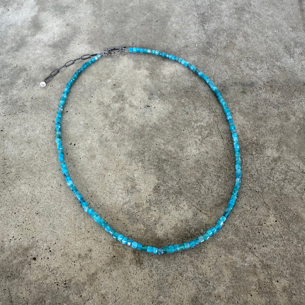 faceted apatite cube necklace