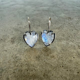 rainbow moonstone heart earrings