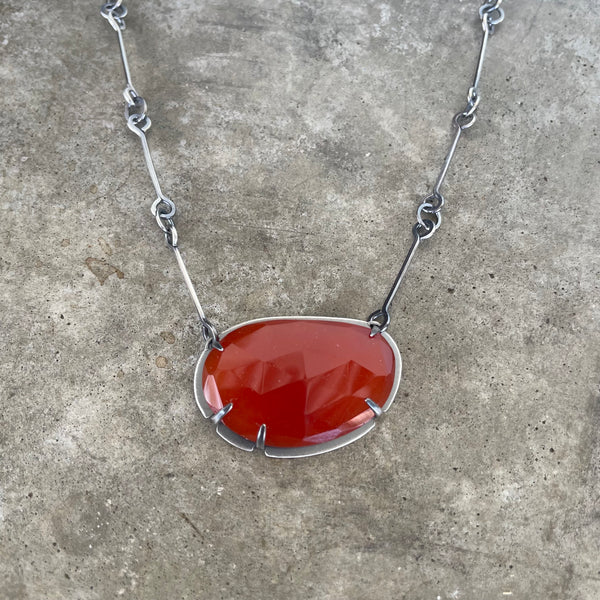 large carnelian freeform necklace