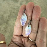 rainbow moonstone hoop post earrings