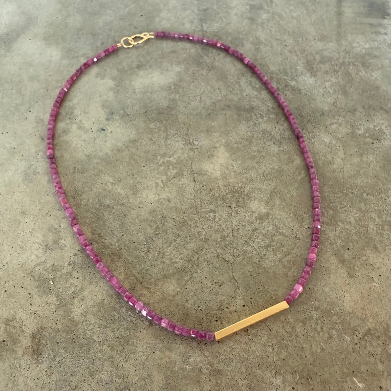 ruby gold bar necklace