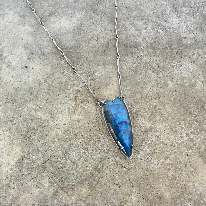 labradorite elongated heart necklace