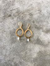 single rough cut earring with stone - Lisa Crowder Studio