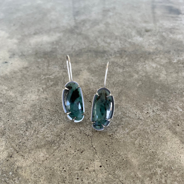 emerald freeform earrings
