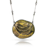 black and gold stitch enamel pendant - Lisa Crowder Studio
