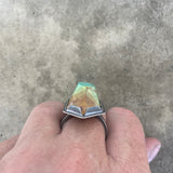 geometric tall turquoise ring