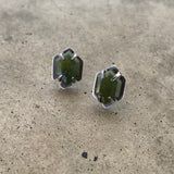 small vesuvianite hexagon post earrings