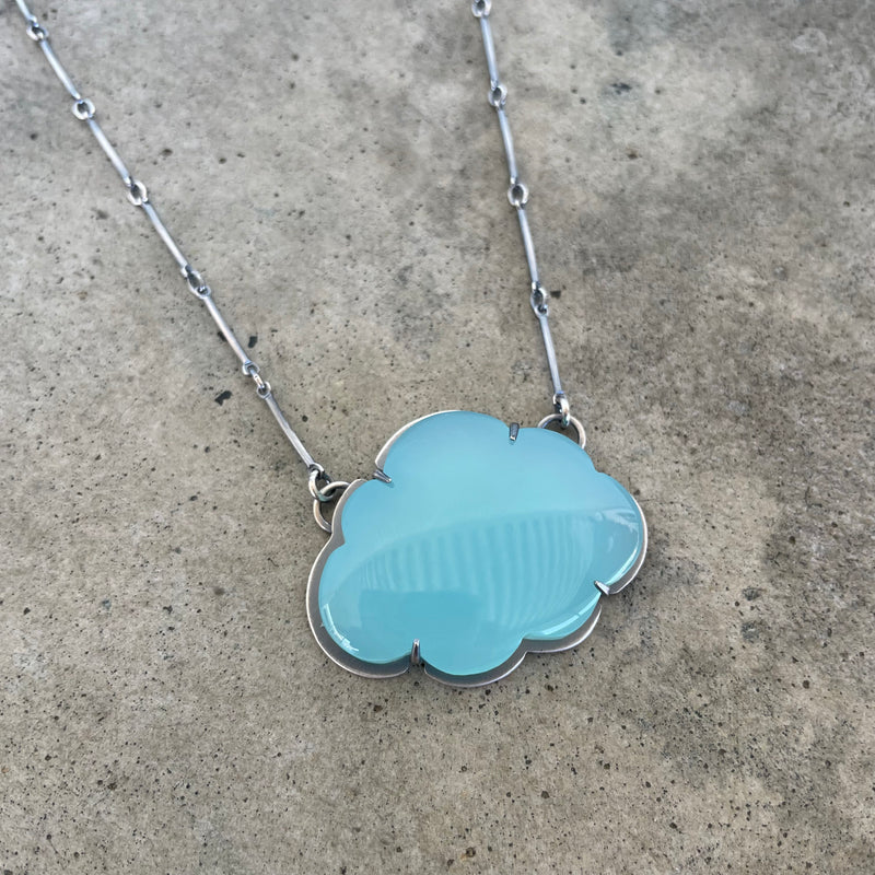 medium aqua chalcedony cloud necklace