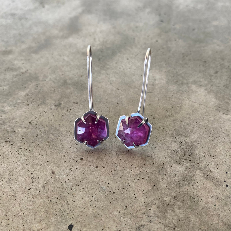 hexagon sapphire earrings