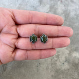 small vesuvianite hexagon post earrings