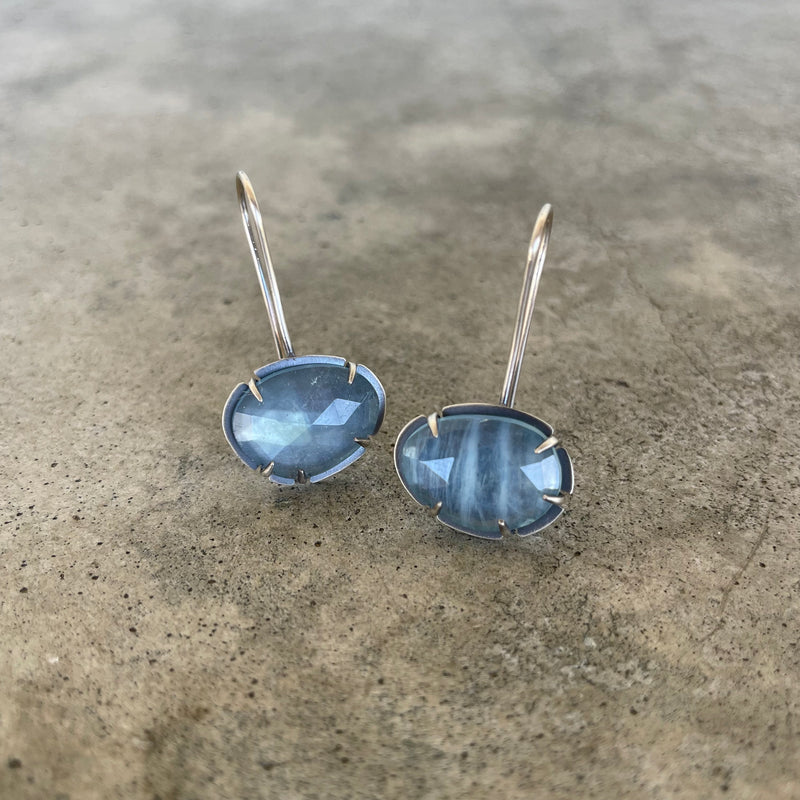 small aquamarine oval earrings