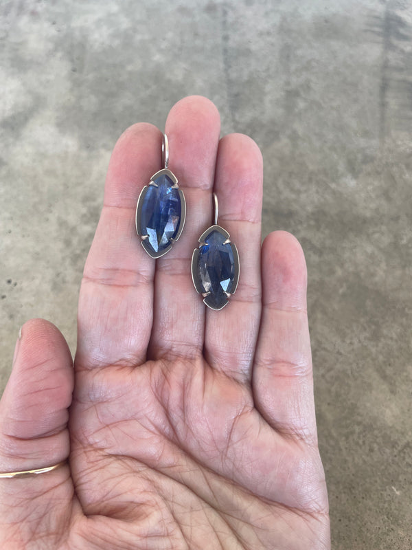 blue kyanite marquis earrings