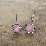 faceted oval  rose quartz Earrings