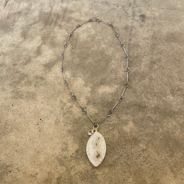 faceted solar quartz marquise necklace