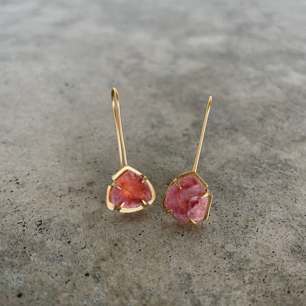 pink tourmaline freeform earrings