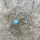 swirling constellation necklace with aqua chalcedony