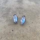 rainbow moonstone marquise post earrings