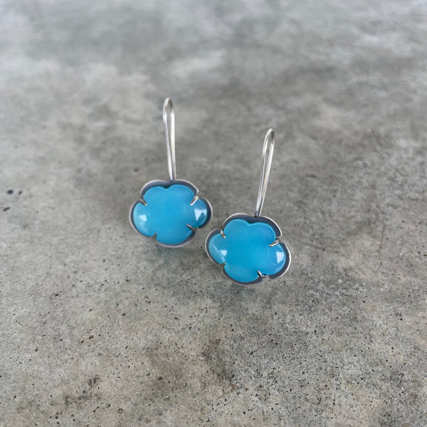 tiny aqua chalcedony cloud earrings