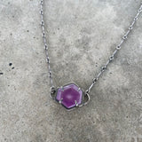small ruby hexagon necklace