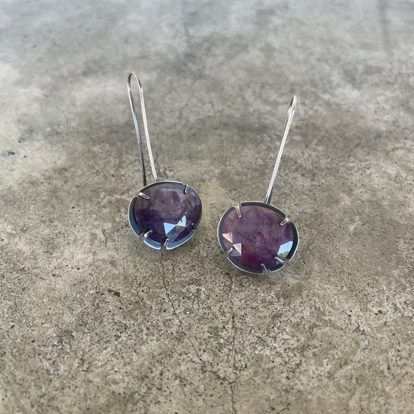 ruby oval drop earrings