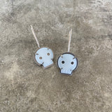 white chalcedony skull earrings