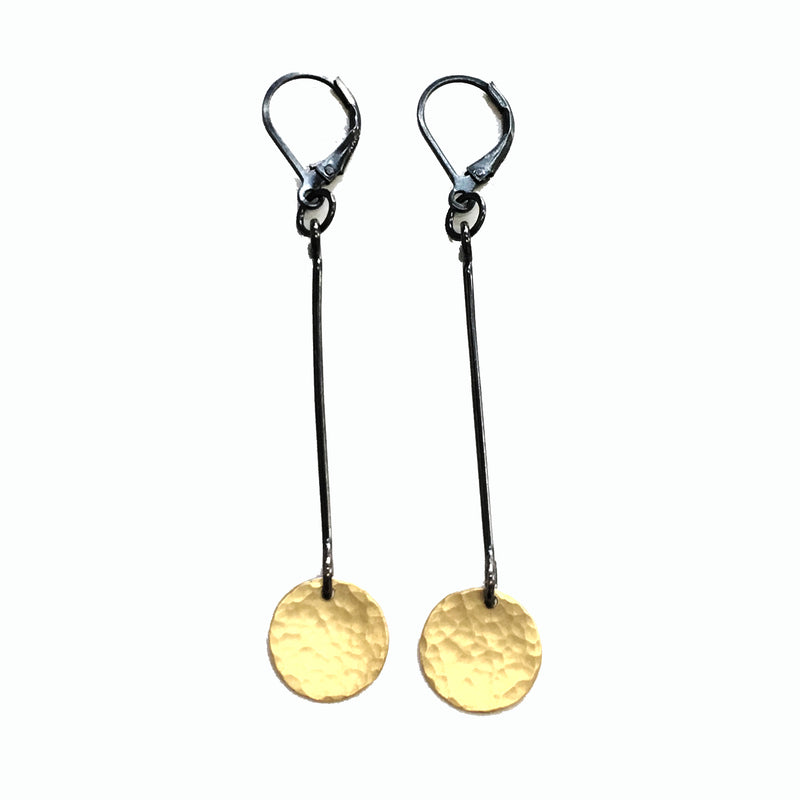 extra small single hammered disc earring - Lisa Crowder Studio