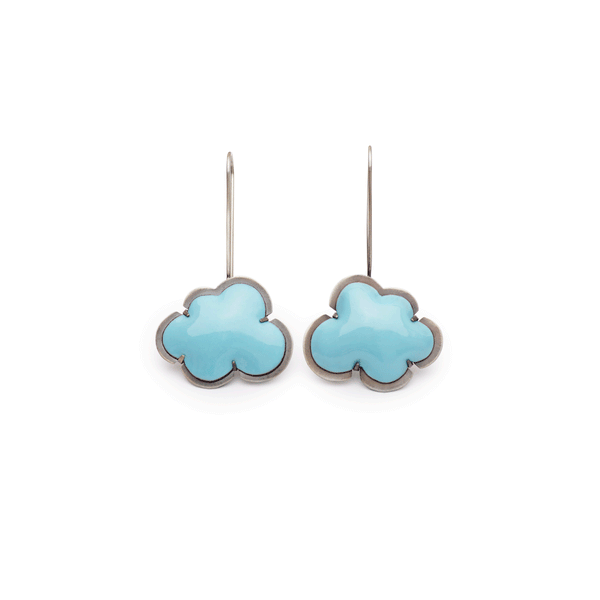blue enamel cloud earrings - Lisa Crowder Studio