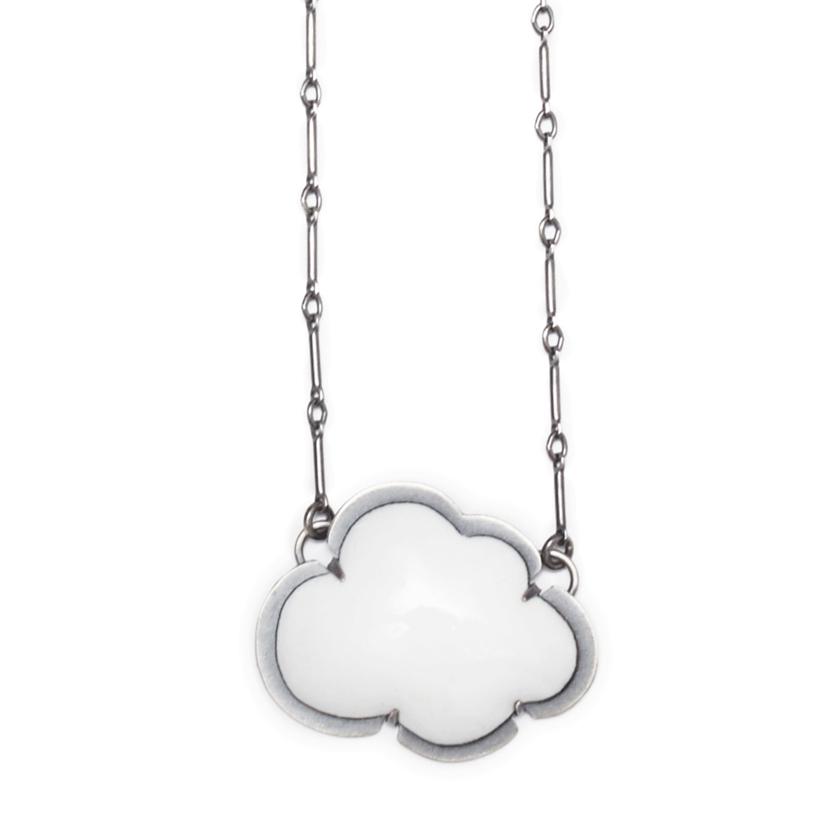 small white enamel cloud necklace – Lisa Crowder Studio
