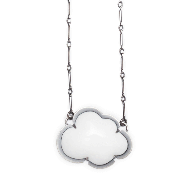 small white enamel cloud necklace - Lisa Crowder Studio
