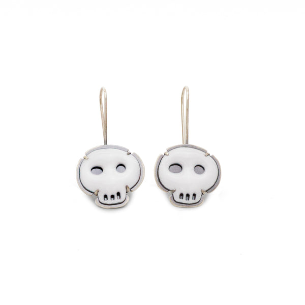 white tiny skull earrings - Lisa Crowder Studio