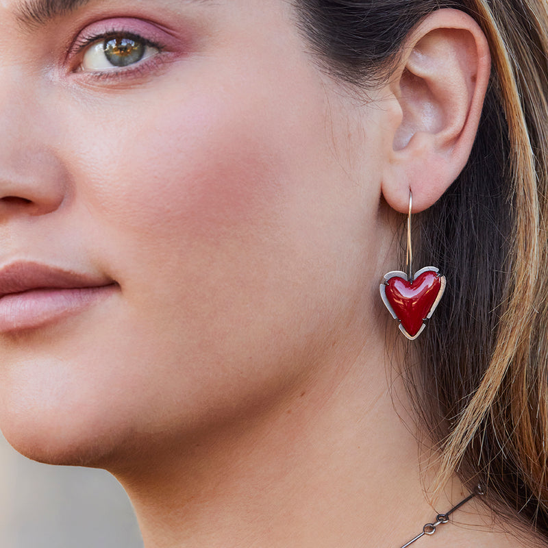 enamel heart earring