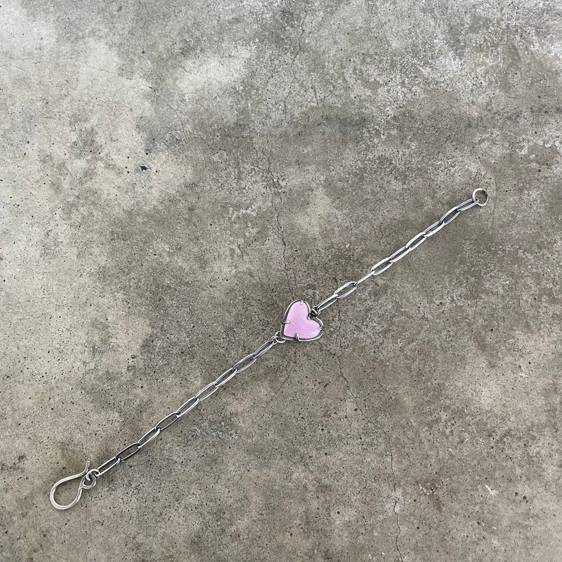 tiny heart link bracelet-pink