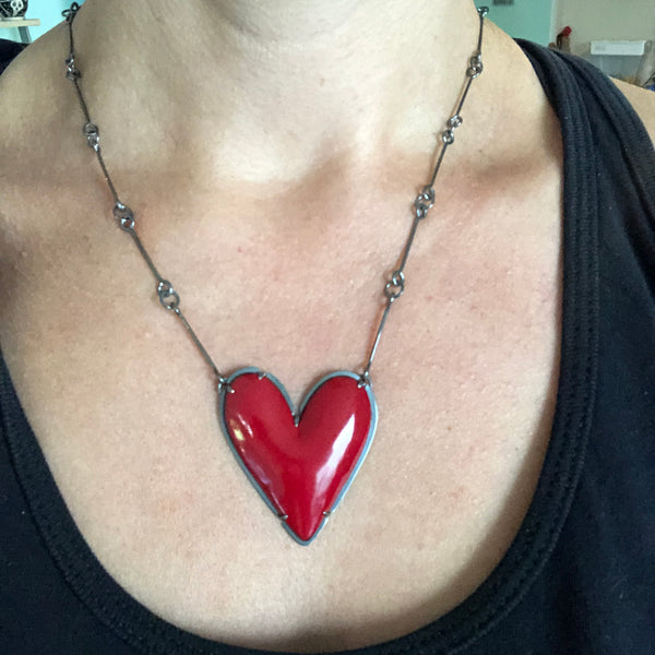 large enamel heart necklace - Lisa Crowder Jewelry