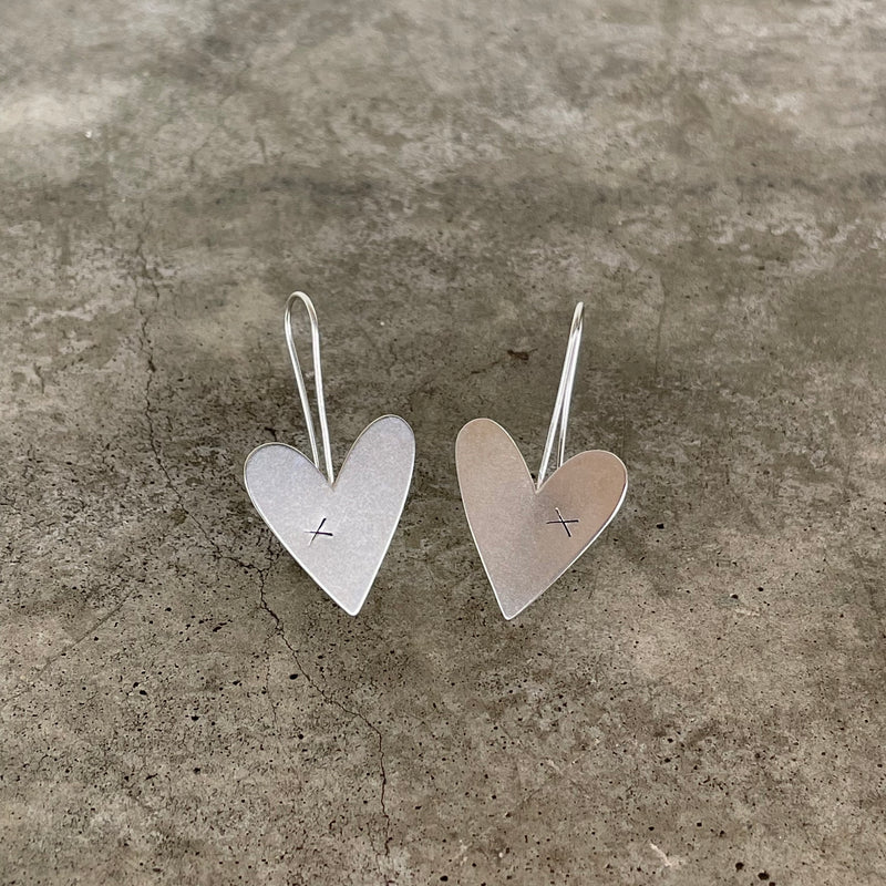 medium asymmetrical heart earrings