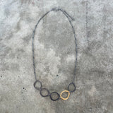 small 5 rough cut two tone necklace